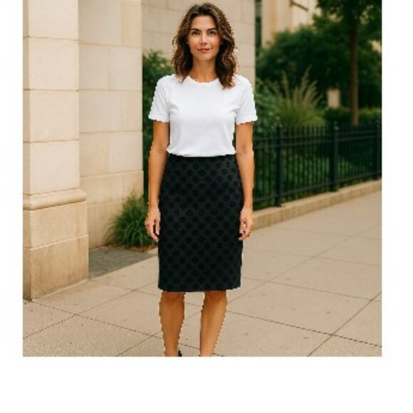 Ann Taylor Size 6 Skirt Pencil Mini Round Textured Spot Pattern Lined NWT - Picture 2 of 8